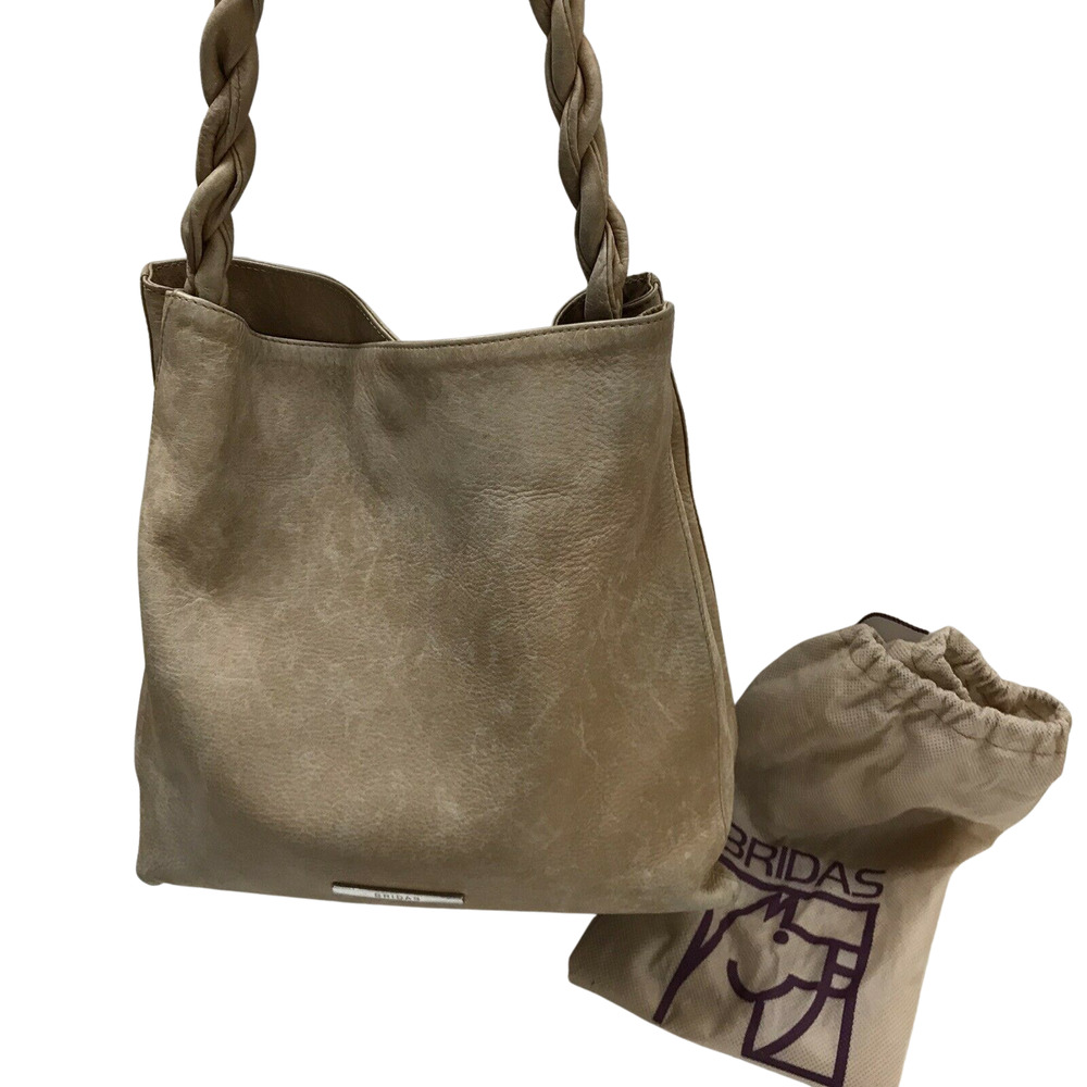 Bridas Brown Tan Soft Leather‎ Shoulder Bag Spain Snap Closure 12"